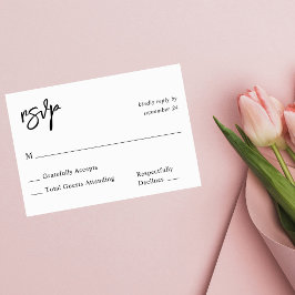 Caligrafía en blanco y negro 10 RSVP no comida