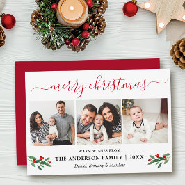 Caligrafía Feliz Navidad 3 Foto Red Holly