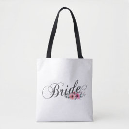 Caligrafía floral simple de novia | Bolso de tela