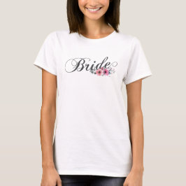 Caligrafía floral simple de novia | Camiseta