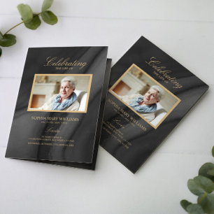 Caligrafía funeral de oro y negro Programa conmem