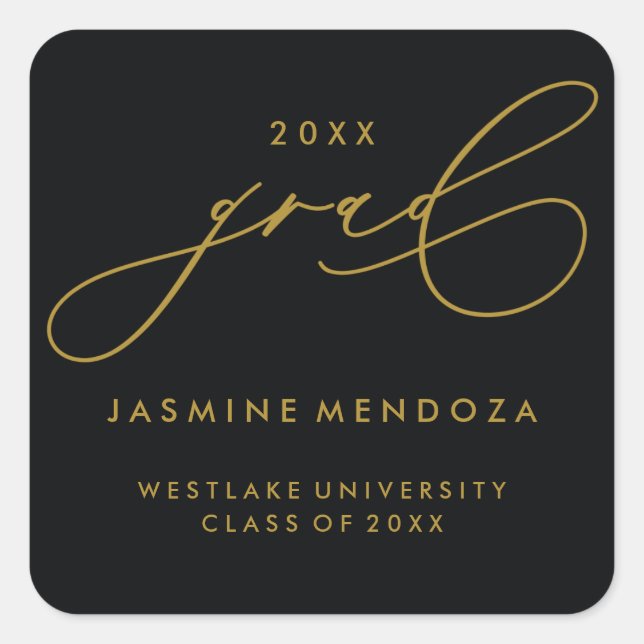 CALIGRAFÍA GRADUACIÓN SIMPLE Y CAPRICHOSA PEGATINA (Anverso)