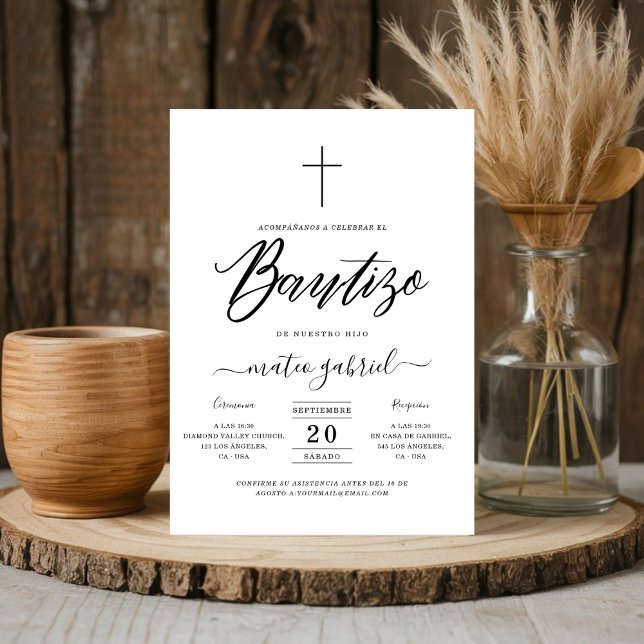 Caligrafía Invitación de Bautizo para Niño Negro (Subido por el creador)