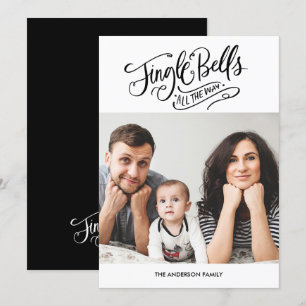 Caligrafía Jingle Bells tarjeta de fotografía navi