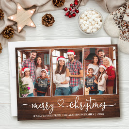 Caligrafía Madera del Corazón 3 Foto Feliz Navidad