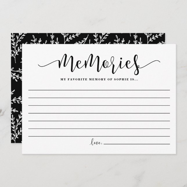 Caligrafía Memoria favorita de la tarjeta de novia (Anverso / Reverso)