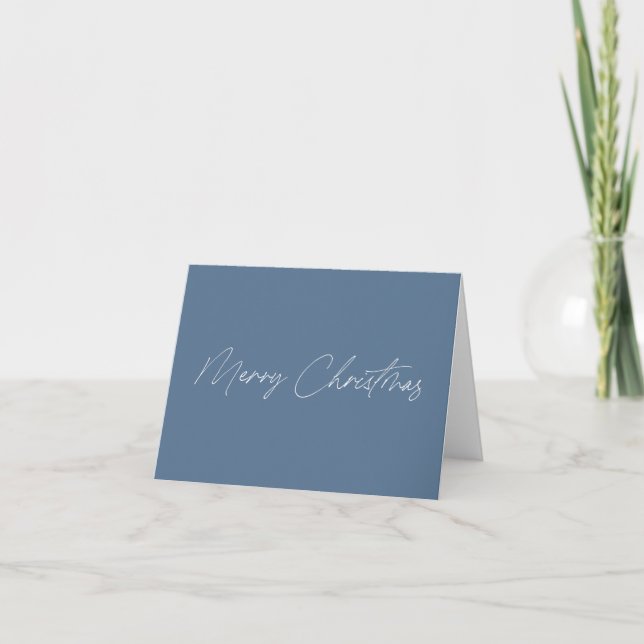 Caligrafía minimalista azul moderna Feliz Navidad (Anverso)