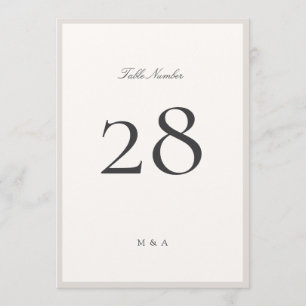 Caligrafía Minimalista Elegante Número de Mesa 5 x