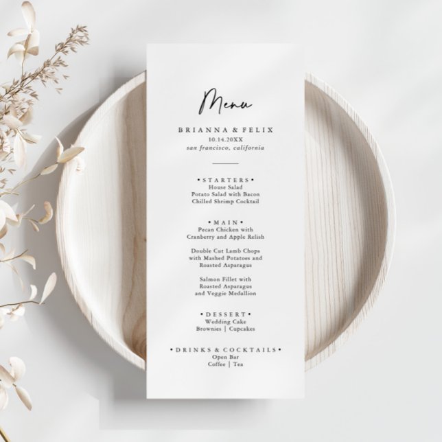 Caligrafía minimalista Menú de cena elegante moder (Subido por el creador)