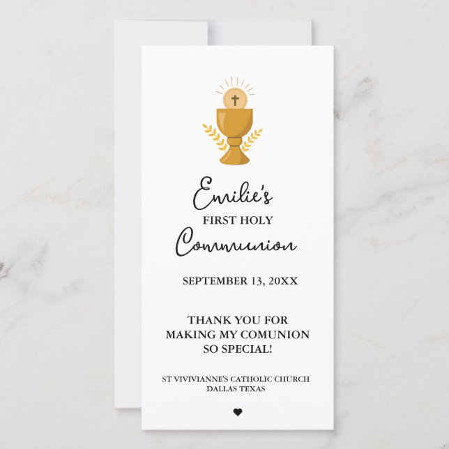 Caligrafía minimalista Primera Comunión oración (Anverso)