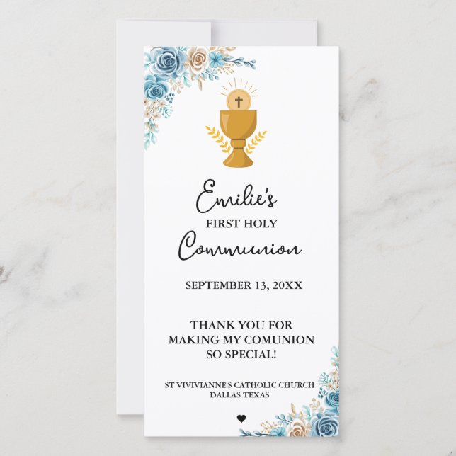 Caligrafía minimalista Primera Comunión oración (Anverso)