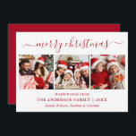 Caligrafía moderna 3 foto Feliz Navidad Rojo<br><div class="desc">Moderna caligrafía de moda guión 3 Collage de fotos de la familia de la foto tarjeta navideña - rojo</div>