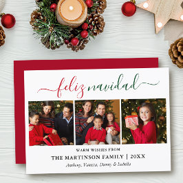 Caligrafía moderna 3 foto verde rojo Feliz Navidad