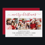 Caligrafía moderna 3 Fotografía navidad navideña d<br><div class="desc">Moderna caligrafía de moda guión 3 Collage de fotos de la familia de la foto tarjeta navideña - rojo</div>