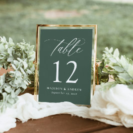 Caligrafía moderna Boda verde número de tabla