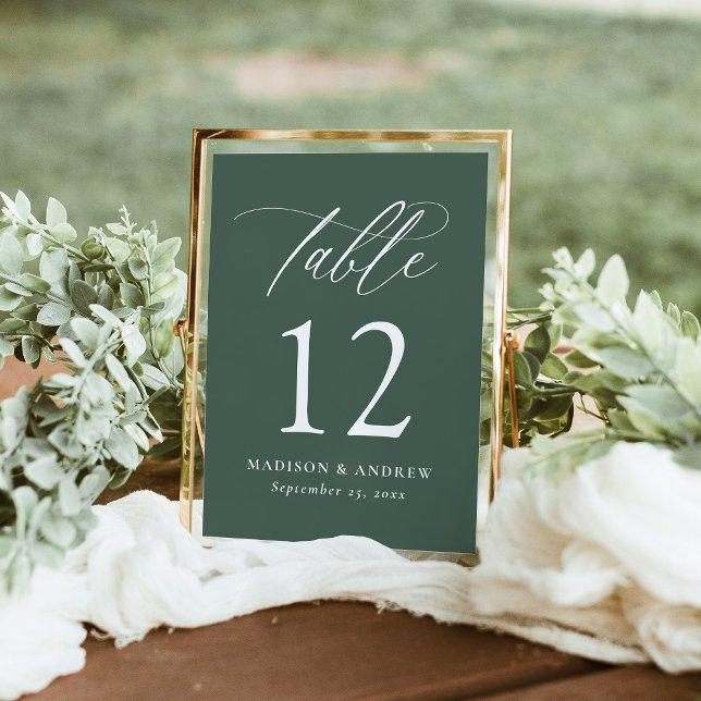Caligrafía moderna Boda verde número de tabla (Subido por el creador)