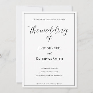 Caligrafía moderna e invitación a la boda fotográf