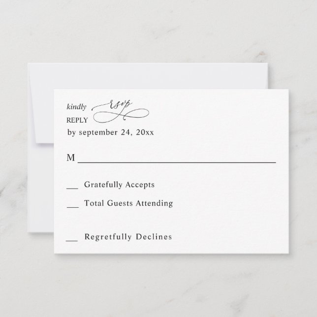 Caligrafía moderna en blanco y negro 3 no RSVP de  (Anverso)