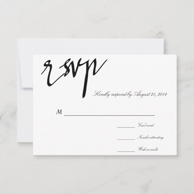 Caligrafía moderna en negro y blanco para RSVP de  (Anverso)