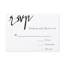 Caligrafía moderna en negro y blanco para RSVP de 