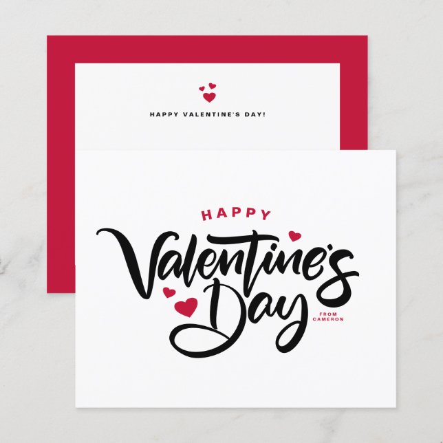 Caligrafía moderna Feliz tarjeta de San Valentín (Anverso / Reverso)
