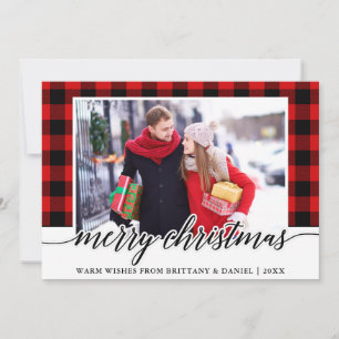 Caligrafía moderna foto cuadros rojos de Navidad
