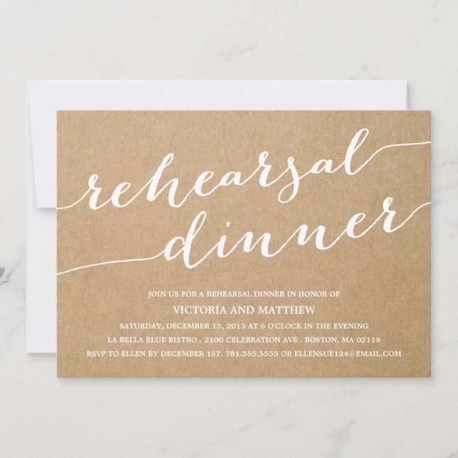 CALIGRAFÍA MODERNA | INVITACIÓN DE CENA REHEARSAL (Anverso)