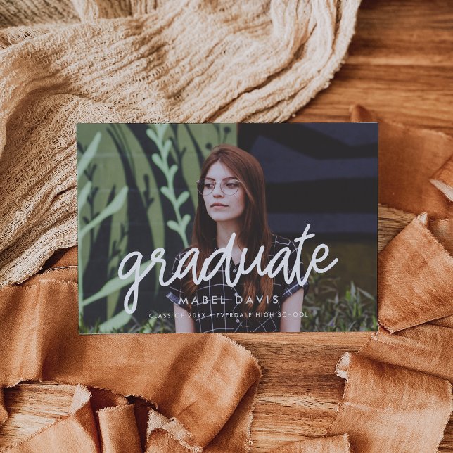 Caligrafía moderna invitación de graduación fotogr (Subido por el creador)