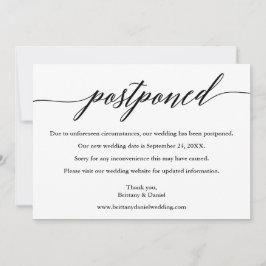 Caligrafía moderna pospuesta nueva tarjeta de fech