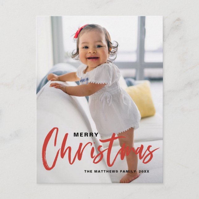 Caligrafía moderna rústica Rojo Feliz Navidad (Anverso)