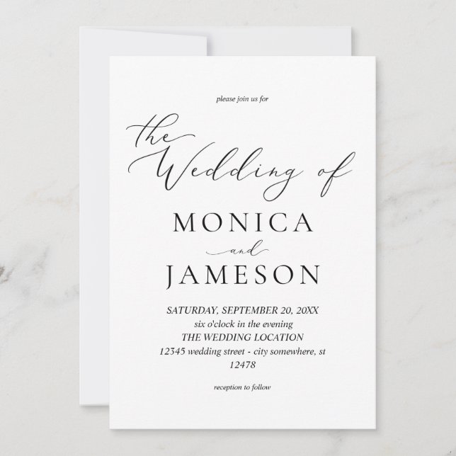 Caligrafía moderna V2 Invitación a la boda (Anverso)