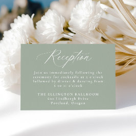 Caligrafía moderna verde salvia recepción de boda