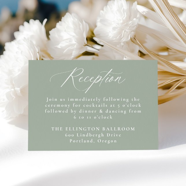 Caligrafía moderna verde salvia recepción de boda (Subido por el creador)