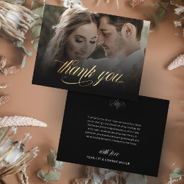 Caligrafía negra y brillante gracias tarjeta Boda