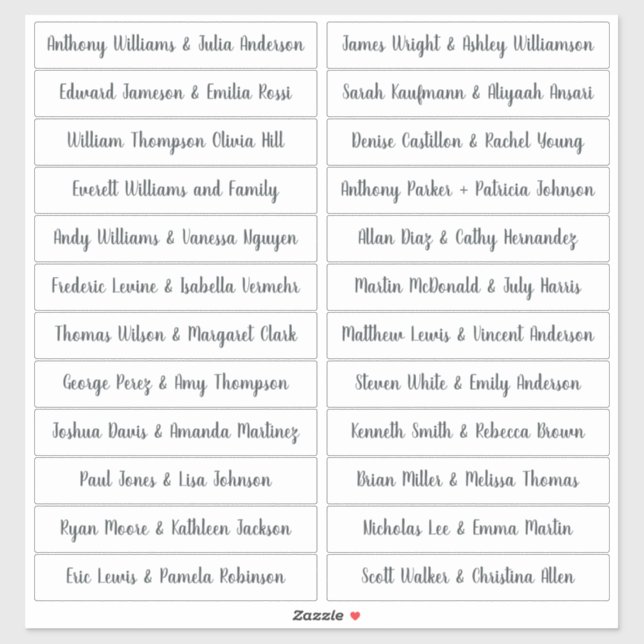 Caligrafía Nombres de invitados Etiquetas blancas (Hoja)