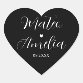 Caligrafía Nombres de Novia y Novio en Pegatina de