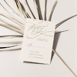 Caligrafía romántica de oro | Tarjeta RSVP simple<br><div class="desc">Esta romántica tarjeta RSVP de marfil de caligrafía dorada es perfecta para un simple boda. El moderno diseño clásico presenta vistosos remolinos y floridas floridas, con una preciosa y elegante tipografía de imitación de oro con champán a mano con letras falsas. Nota: Este diseño no tiene Relieve metalizado oro real....</div>