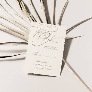 Caligrafía romántica de oro   Tarjeta RSVP simple