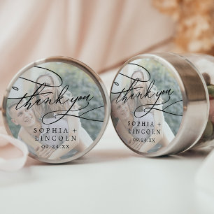 Caligrafía romántica Foto Gracias A Favor Pegatina