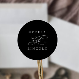 Caligrafía romántica Sellos para sobres Bodas negr