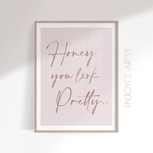 Caligrafía rosada femenina cita positiva impresión