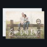 Caligrafía rusa | Guardar nuestra Invitación de fe<br><div class="desc">Las letras de mano ahorran el anuncio de fecha con caligrafía rústica de pincel y patrón de puntos dorados. Hay artículos similares y otros colores disponibles. Personalice este moderno guardar la fecha añadiendo sus detalles. Hay otros colores disponibles.</div>