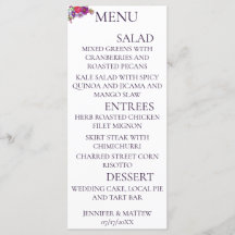 Caligrafía rústica Tarjetas de menú de bodas elega