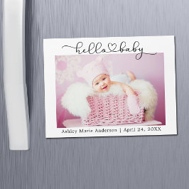 Caligrafía Script Heart Hello Baby Magnet Card