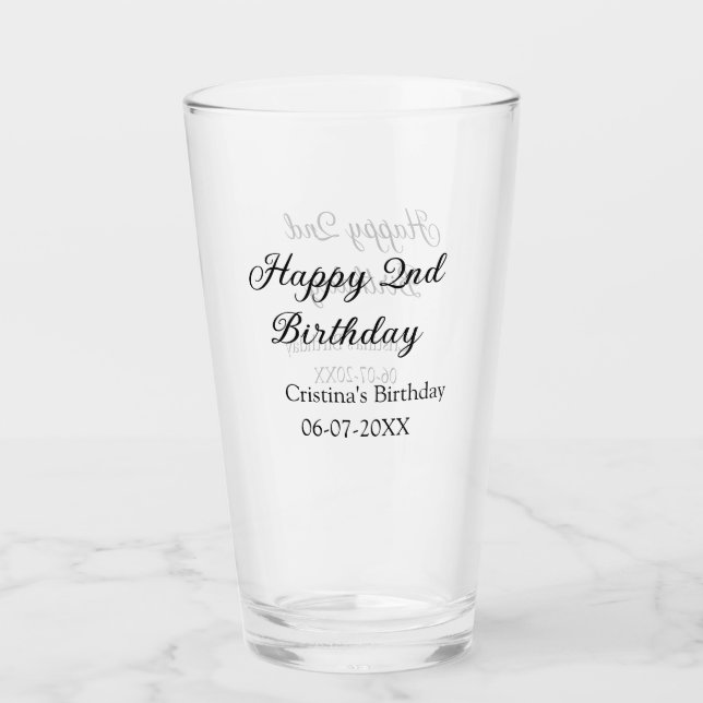 caligrafía simple mínimo feliz segundo cumpleaños (Anverso)