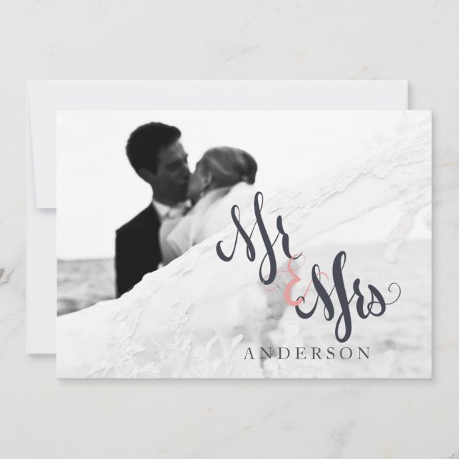 Caligrafía Sr. y Sra. Boda Gracias Tarjeta Fotográ (Anverso)