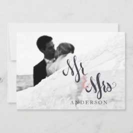 Caligrafía Sr. y Sra. Boda Gracias Tarjeta Fotográ