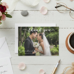 Caligrafía Tarjeta de Agradecimiento Boda Foto Esc
