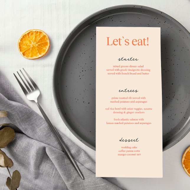 Caligrafía Tarjetas de menú Boda beige elegante (Subido por el creador)