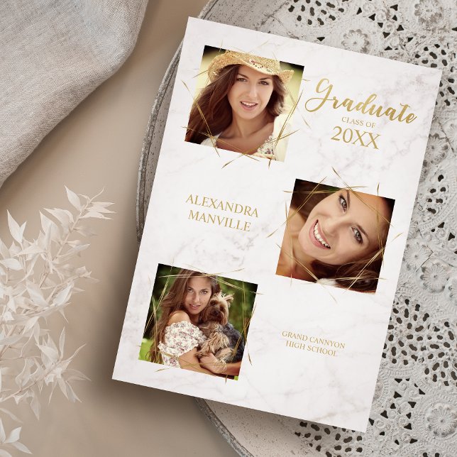 Caligrafía Tres fotos Invitación de graduados (Subido por el creador)